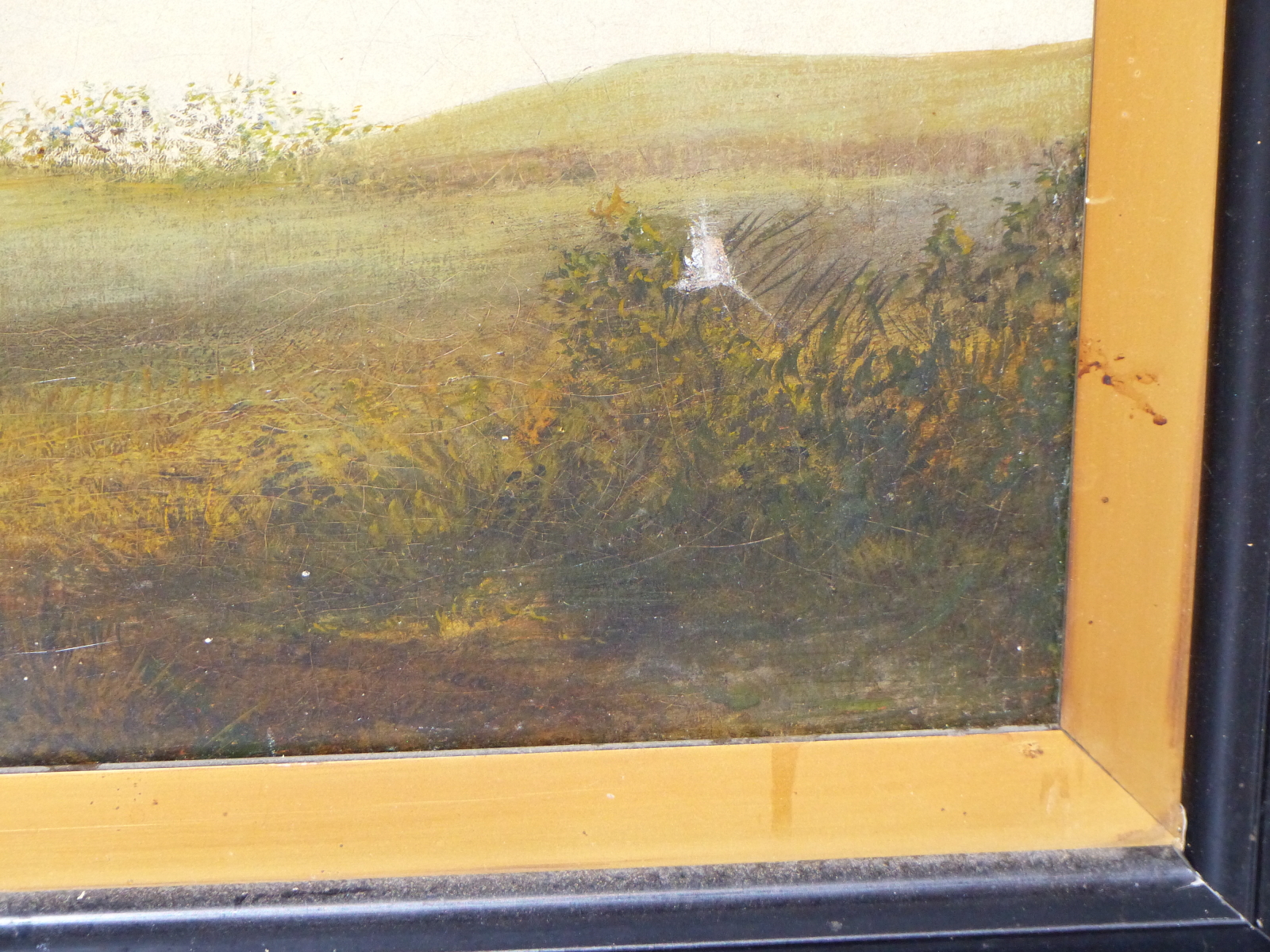 19TH CENTURY NAIVE SCHOOL, BAY HORSE IN AN EXTENSIVE LANDSCAPE, OIL ON CANVAS (RELINED), 74 x - Image 5 of 8