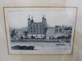 WALTER EDWIN LAW (1865-1942), A FRAMED ETCHING OF THE TOWER, TOGETHER WITH EIGHT FURTHER UNFRAMED