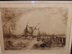FRANCIS SEYMOUR HADEN AFTER J.M.W. TURNER, CALAIS PIER, SIGNED IN PENCIL, ETCHING, 84 x 60cms pl.