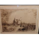 FRANCIS SEYMOUR HADEN AFTER J.M.W. TURNER, CALAIS PIER, SIGNED IN PENCIL, ETCHING, 84 x 60cms pl.