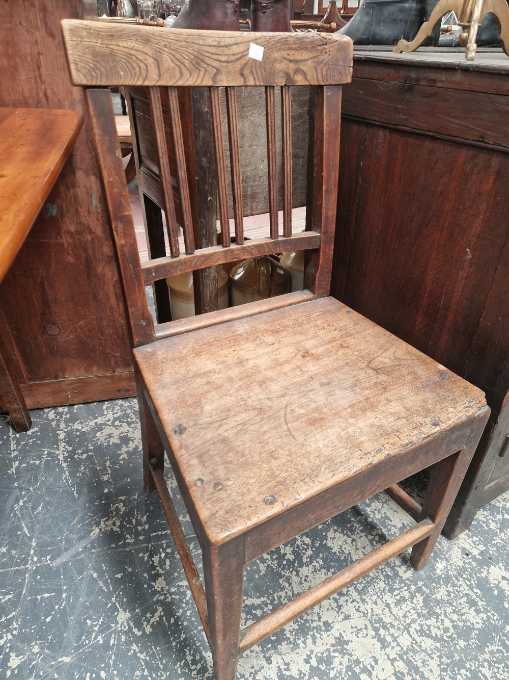 A 19th C. OAK AND A MAHOGANY CHAIR, EACH WITH SOLID SEATS - Image 2 of 2