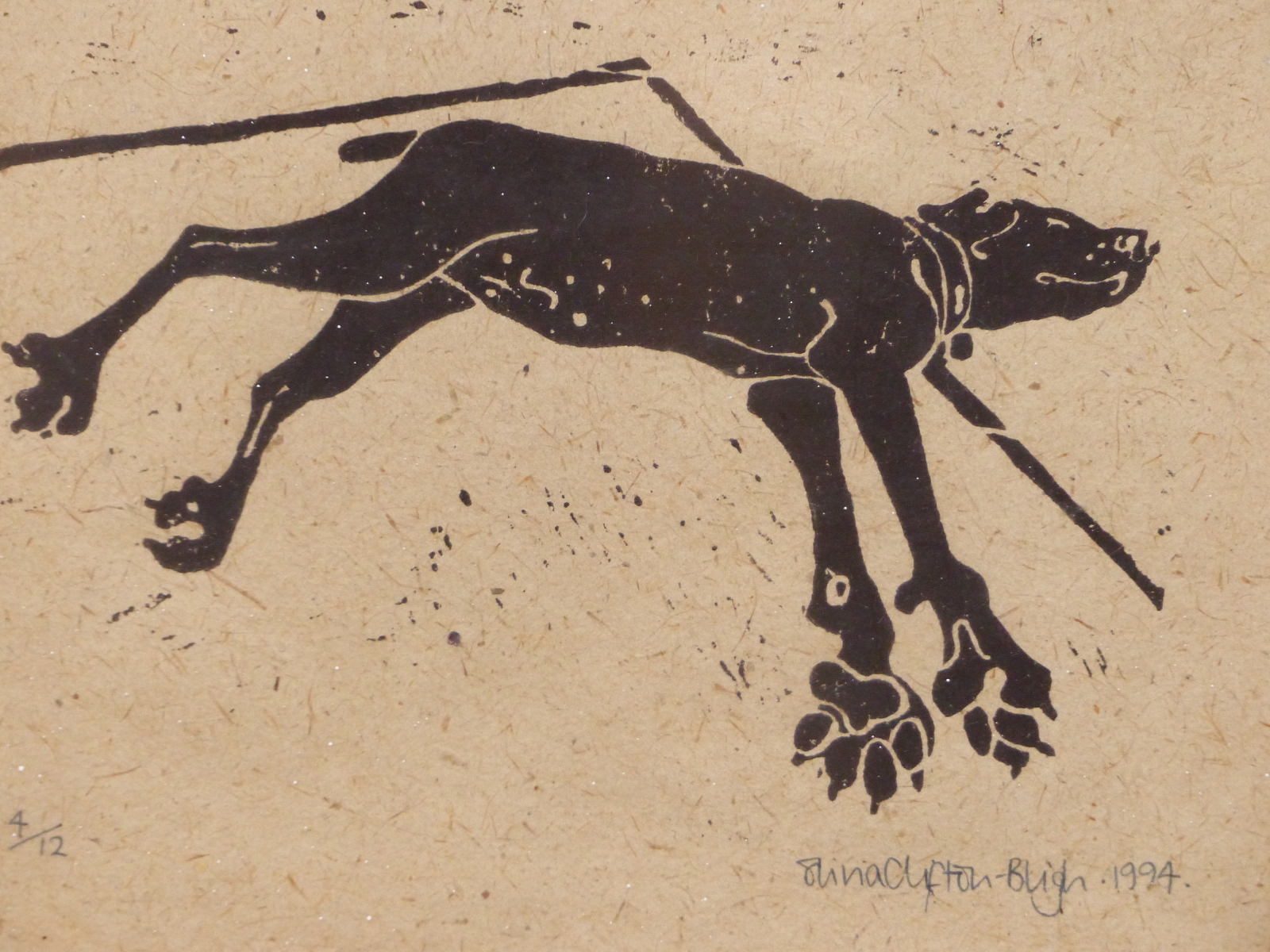 OLIVIA CLIFTON-BLIGH (B.1971) ARR, SLEEPING DOG, SIGNED, DATED 1994 AND NUMBERED 4/12, LINOCUT, 26 x - Image 2 of 4