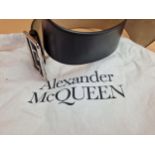 AN ALEXANDER MCQUEEN BLACK LEATHER WIDE BELT. REF 62140.601523.75.30. LENGTH 36 INCHES. COMPLETE