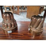 TWO ANTIQUE COPPER CROWN JELLY MOULDS