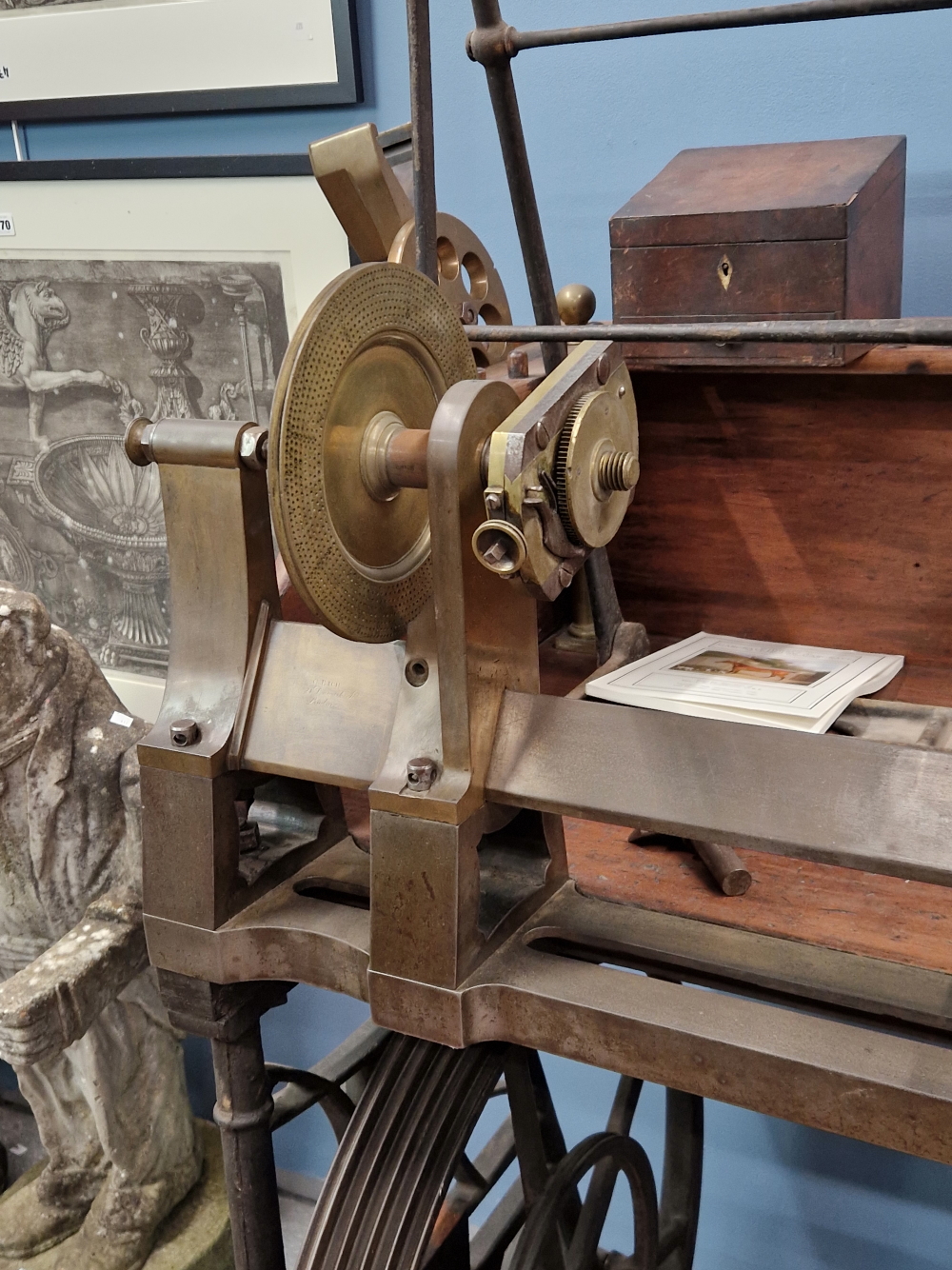 A RARE MID 19TH CENTURY BRASS AND IRON ORNAMENTAL TURNING LATHE SIGNED C. RICH, 44 DENMARK STREET - Image 66 of 77