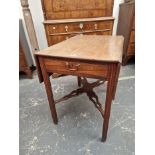 A 19th C. MAHOGANY PEMBROKE TABLE WITH A RECTANGULAR FLAP TOP OVER A DRAWER TO ONE END, THE