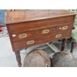 A VICTORIAN MAHOGANY CAMPAIGN TWO DRAWER WASHSTAND, THE LID STAMPED FOR HILL AND MILLARD,