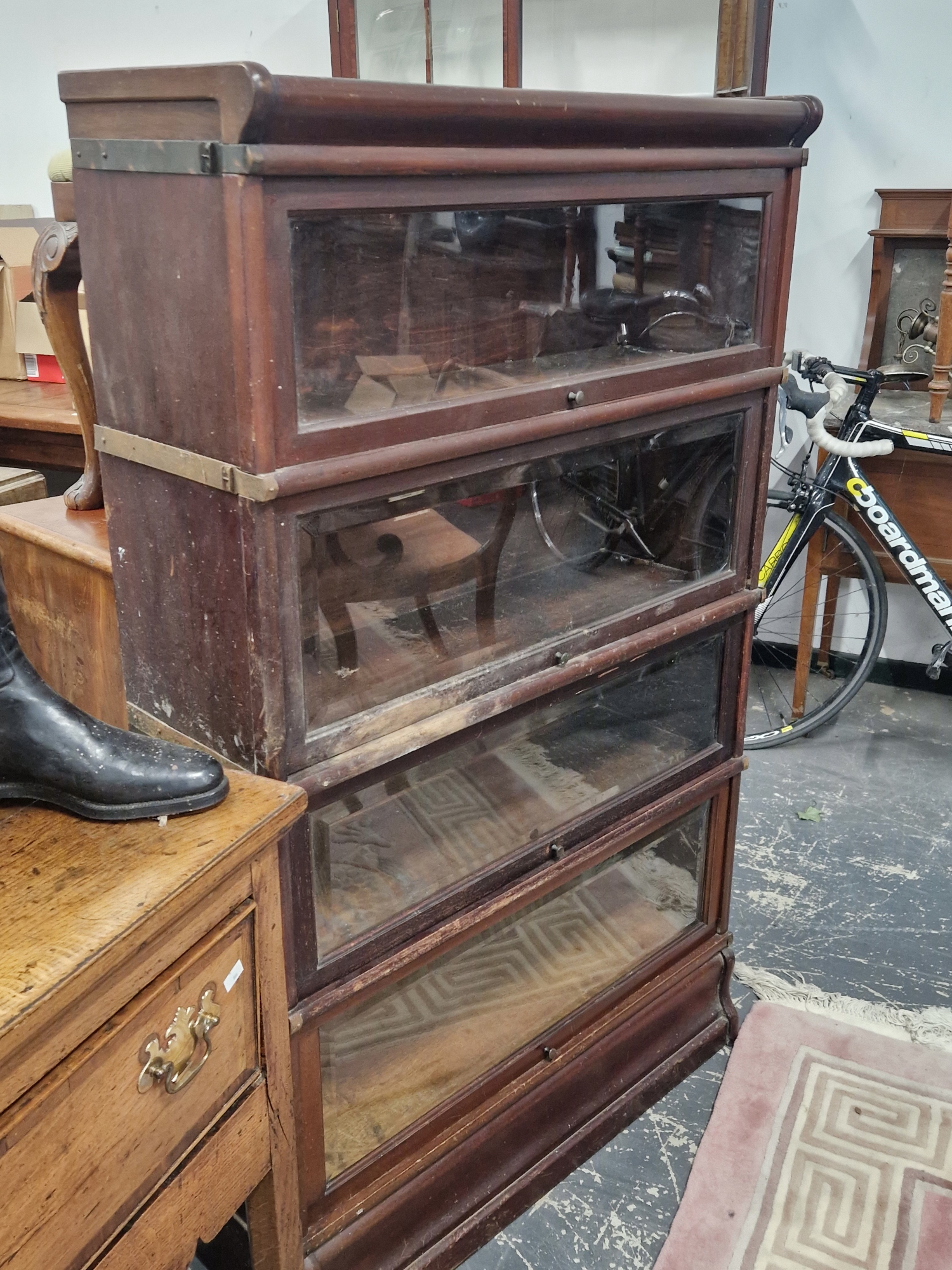 TWO GLOBE WERNICKE GLAZED MAHOGANY FOUR TIER BOOKCASES - Image 2 of 2
