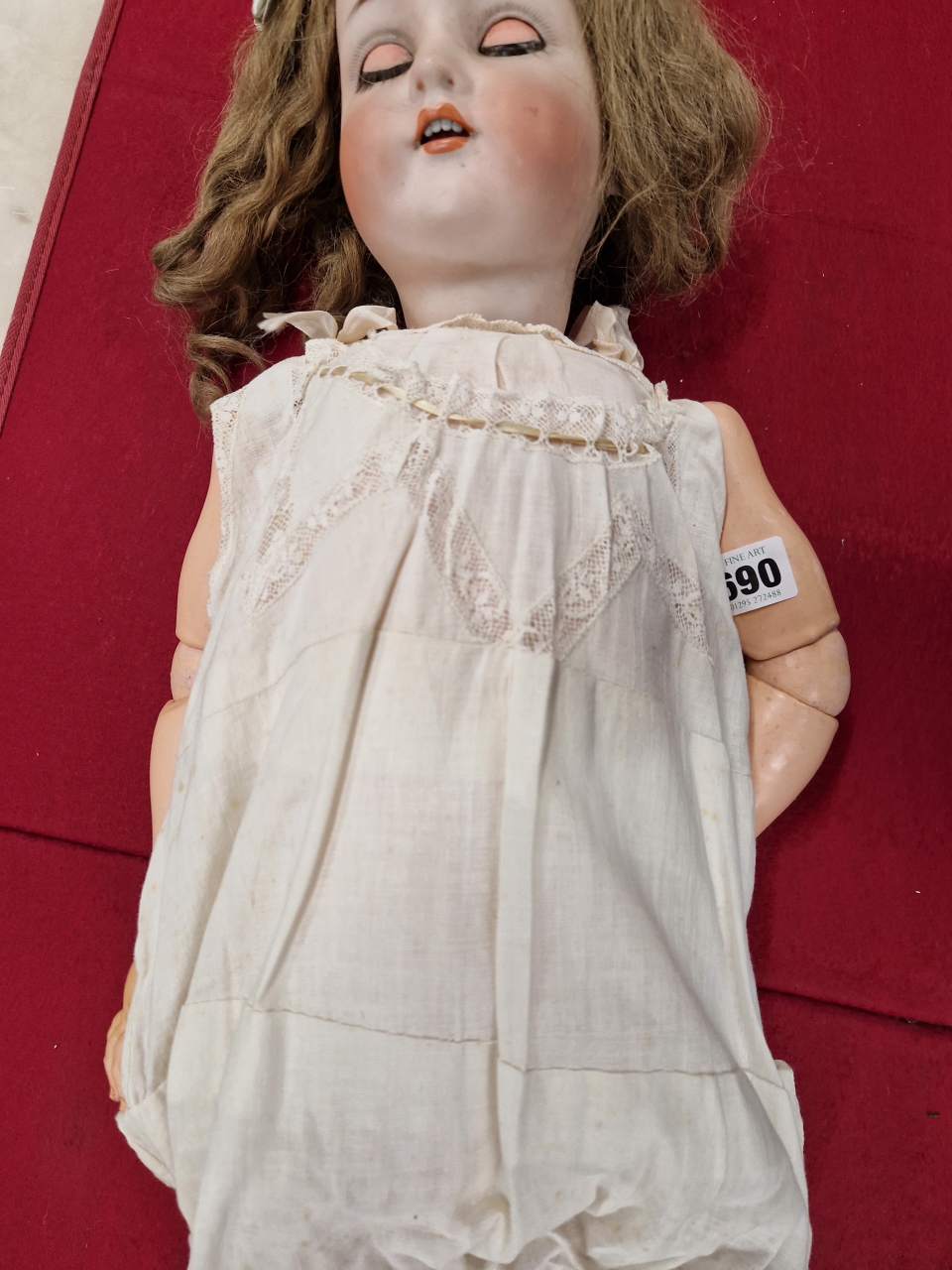 A KAMMER AND REINHART 70 BISQUE HEADED DOLL WITH SLEEPING EYES AND OPEN MOUTH. H 70cms. - Image 2 of 6