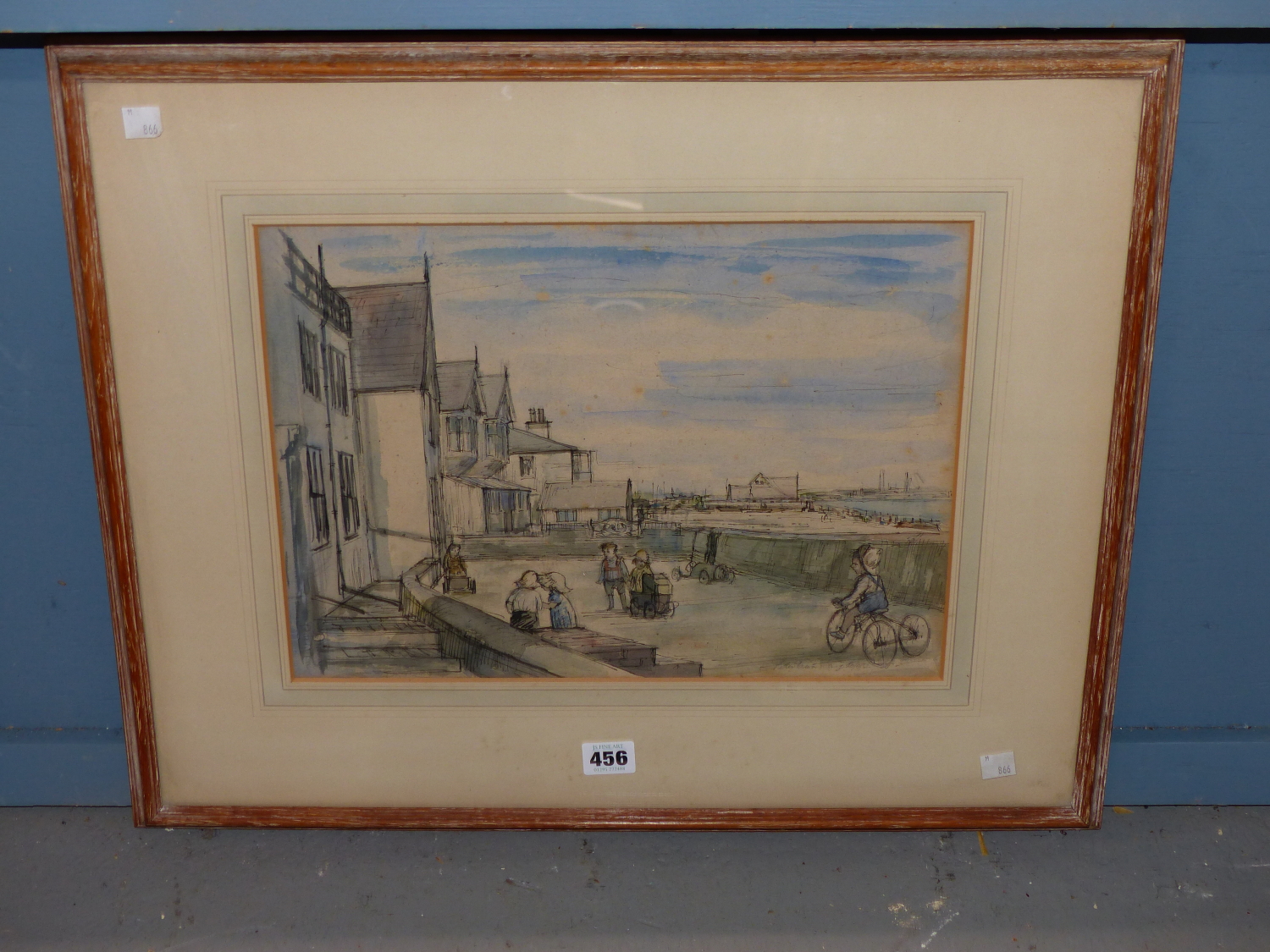 PETER CUMMING (1916-1993) ARR, CHILDREN PLAYING BY HARBOUR FRONT HOUSES, SIGNED AND DATED 20/4/52, - Image 5 of 7