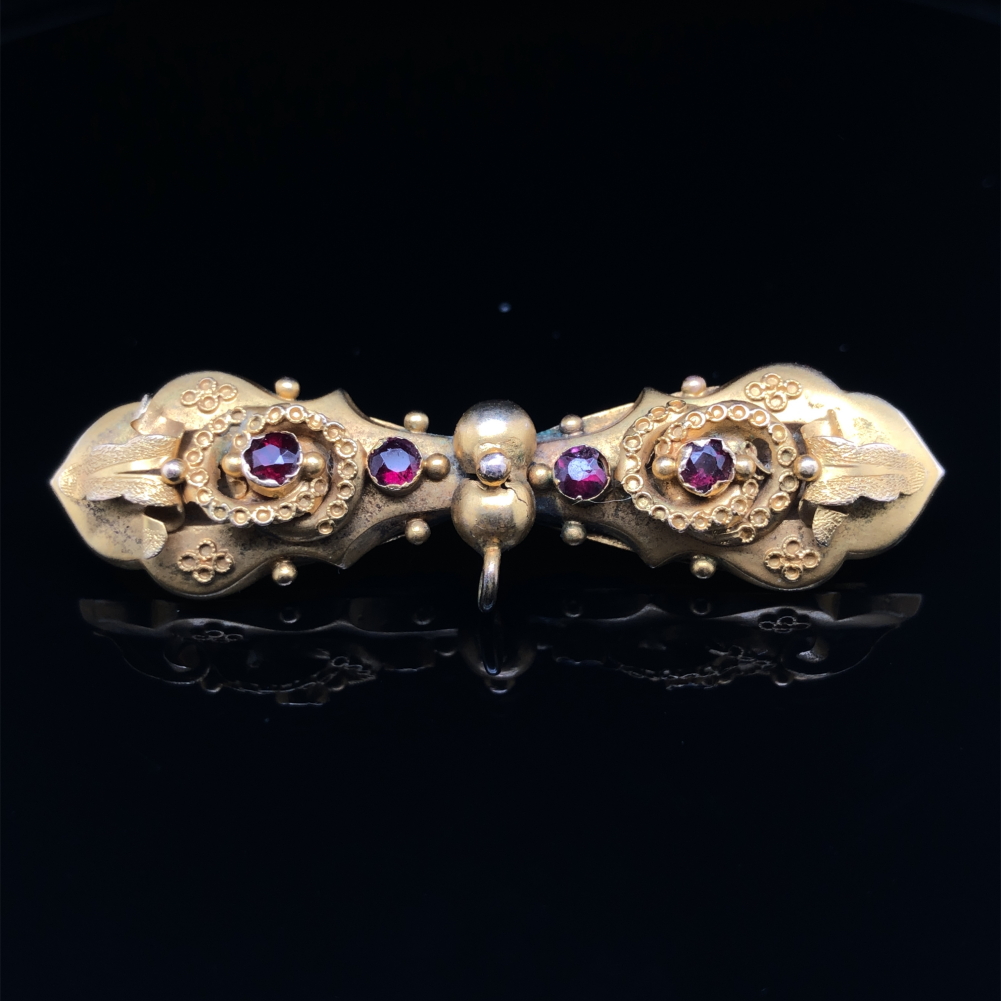 TWO ANTIQUE BROOCHES. THE GEMSET EXAMPLE, THE FRONT ASSESSED VARIOUSLY BETWEEN 12ct -15ct, THE - Image 4 of 5