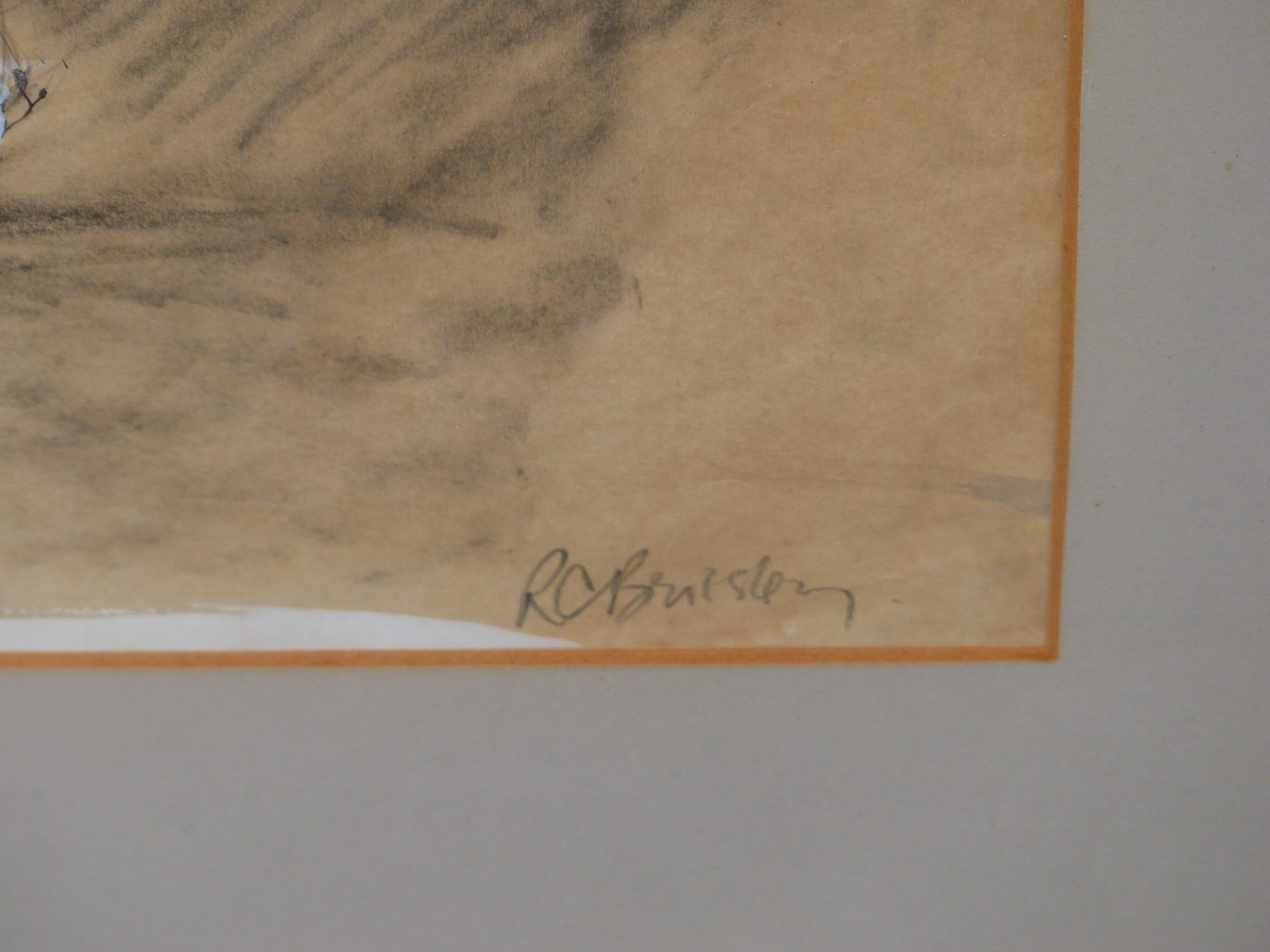 R.C. BRUESLEY(?) (20TH CENTURY), CLOWN FIGURE, CHALKS, 39.5 x 45.5cms. - Image 4 of 4