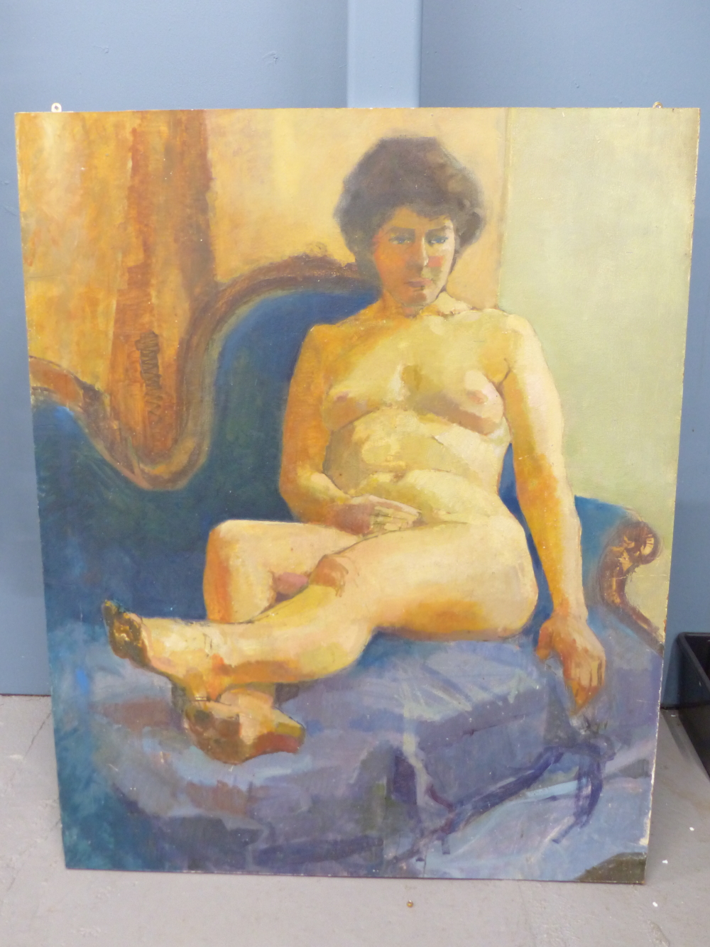 BRIAN MARTIN WILSON (20TH CENTURY), RECLINING NUDE, OIL ON BOARD, SIGNED AND INSCRIBED VERSO CHELSEA - Image 2 of 3