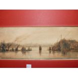 ENGLISH SCHOOL (19TH CENTURY), THE VIEW FROM VAUXHALL BRIDGE AT DUSK, TITLED LOWER LEFT,