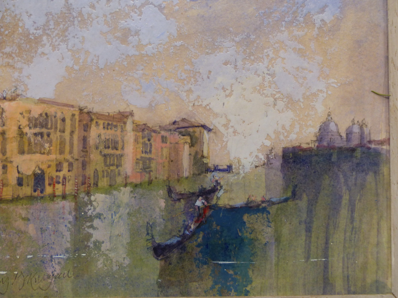 TERRY MCKIVRAGAN (20TH/21ST CENTURY) ARR, TOWARDS THE SALUTE, VENICE, SIGNED, ACRYLIC, 23 x 19cm. - Image 4 of 6