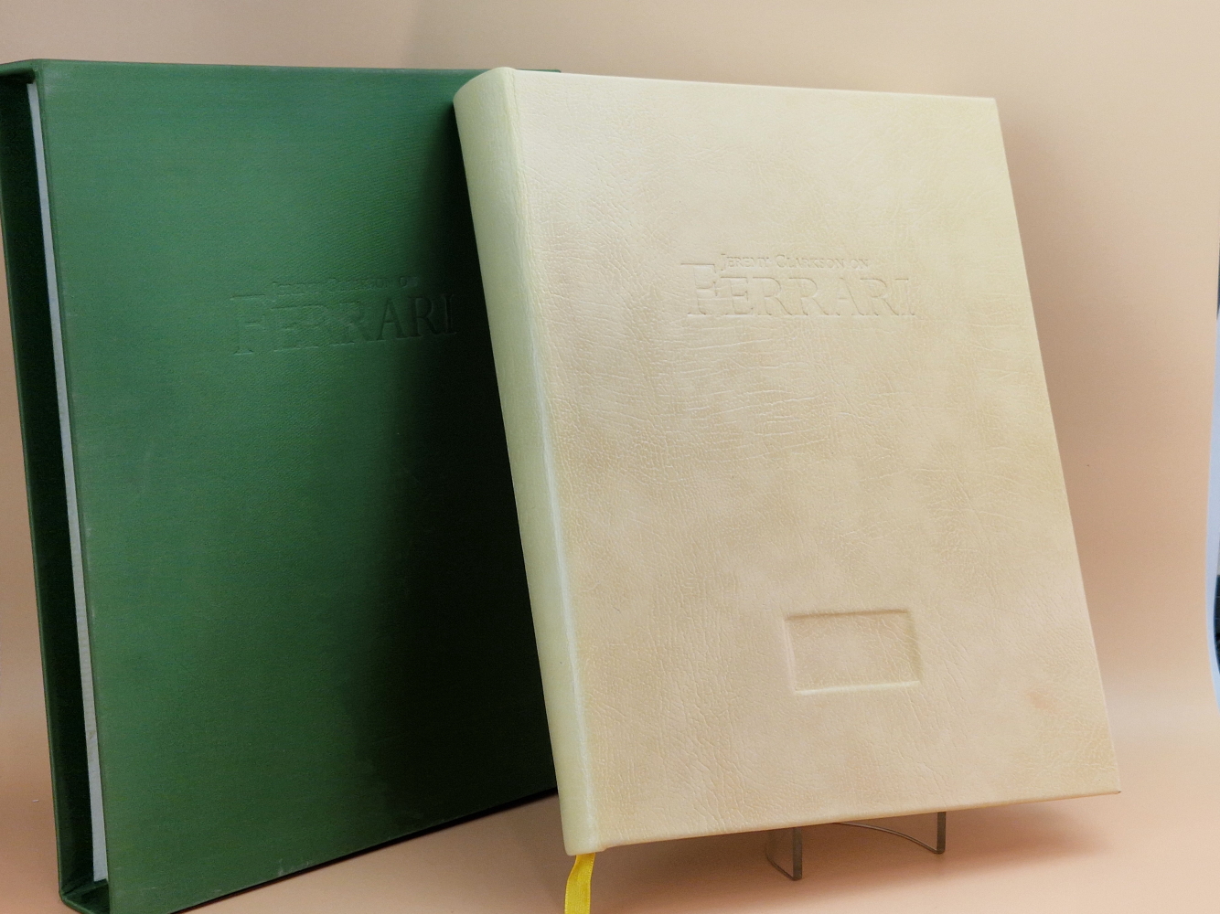 JEREMY CLARKSON ON FERRARI. LIMITED EDITION. IN UNUSUAL COPY OF THIS RARE BOOK WITH LEATHER