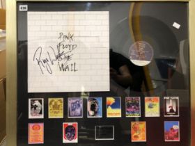 PINK FLOYD - THE WALL LP SIGNED BY ROGER WATERS, FRAMED WITH MINIATURE PINK FLOYD POSTERS + COA.