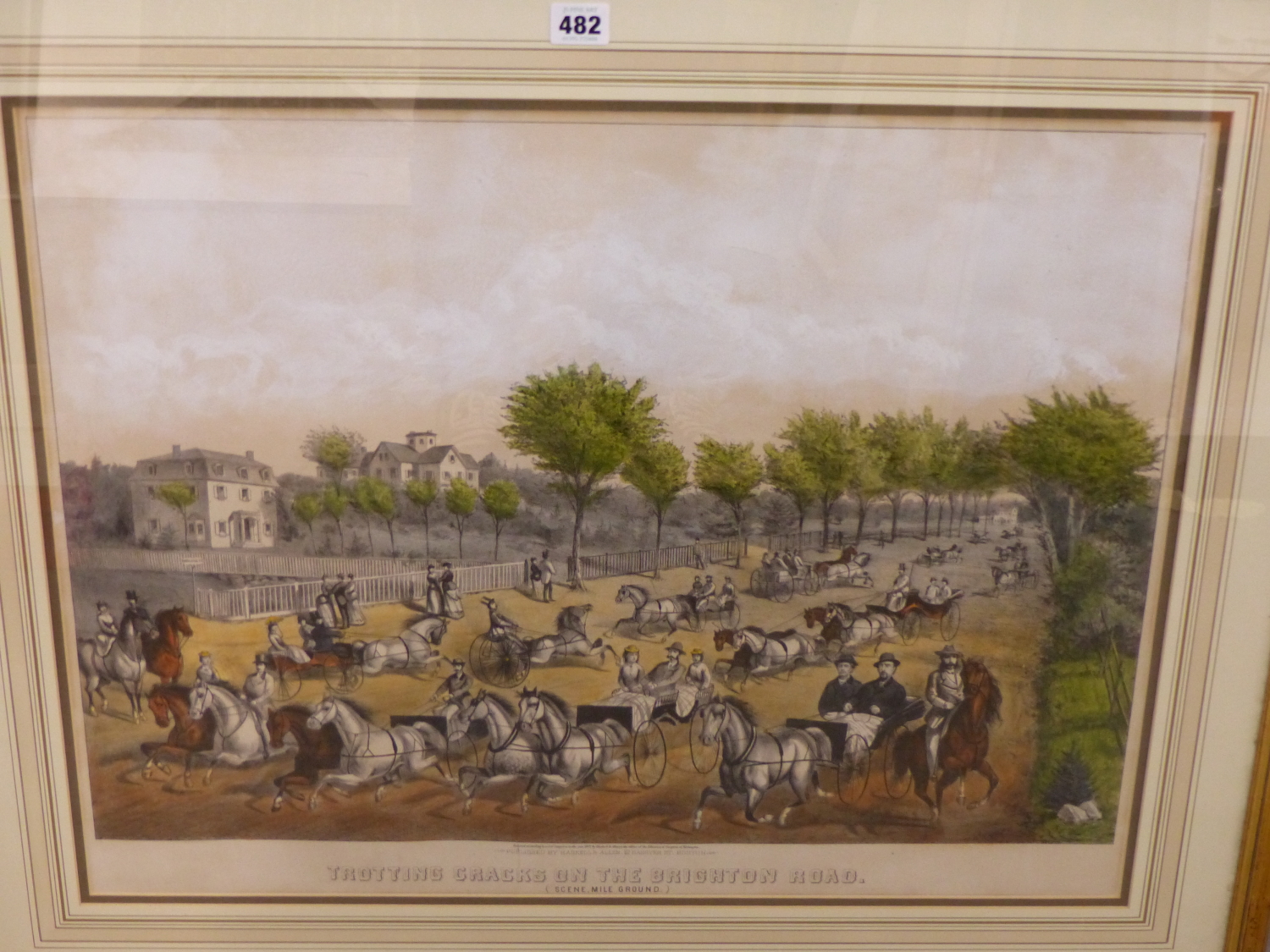 TROTTING CRACKS ON THE BRIGHTON ROAD (SCENE, MILE GROUND), 19TH CENTURY AMERICAN LITHOGRAPH WITH - Image 2 of 4