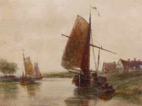 THOMAS BUSH HARDY (1842-1897), A DUTCH CANAL, SIGNED AND TITLED LOWER LEFT, WATERCOLOUR, 48 x