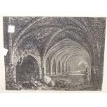 AFTER GEORGE CUITT, FOUR ENGRAVINGS OF ARCHITECTURAL VIEWS AND AN ENGRAVING AFTER PIRANESI. (5)