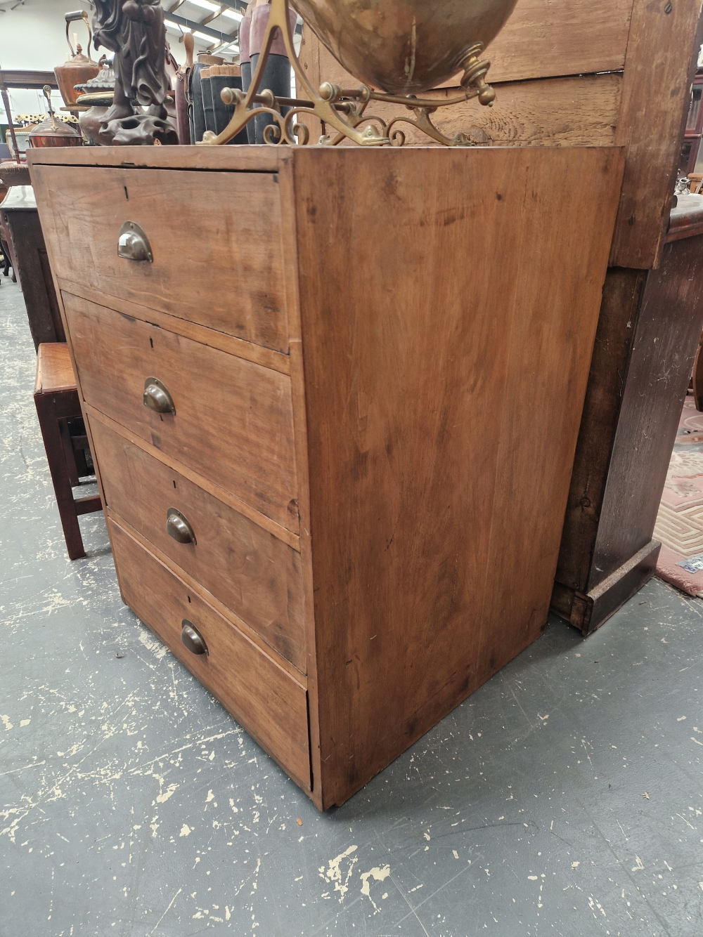 A W M NICHOLSON OF LEEDS TEAK CHEST OF FOUR DRAWERS WITH BRASS CUP HANDLES AND COMPARTMENTAL - Image 2 of 3