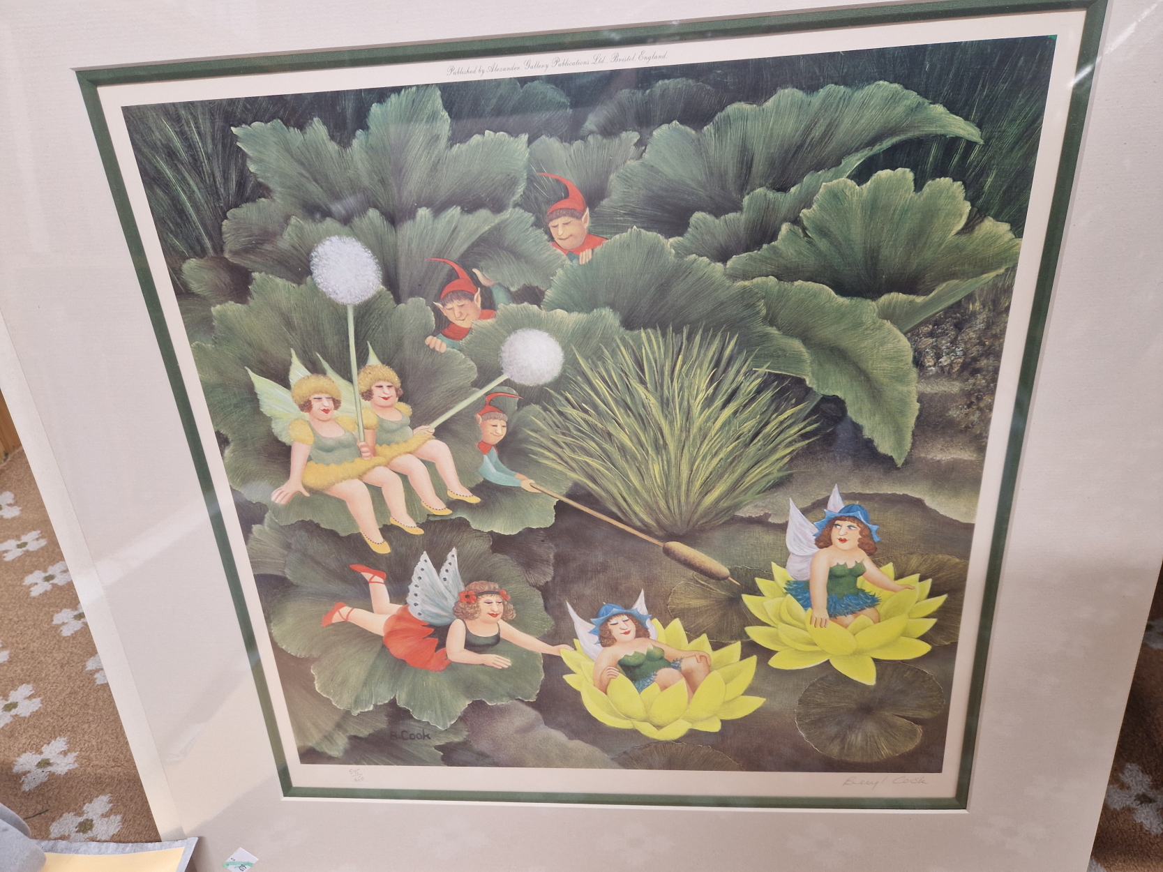 AFTER AND BY BERYL COOK, A PENCIL SIGNED PRINT OF THE FLOWER FAIRIES, 575/650, MOUNTED BUT NOT