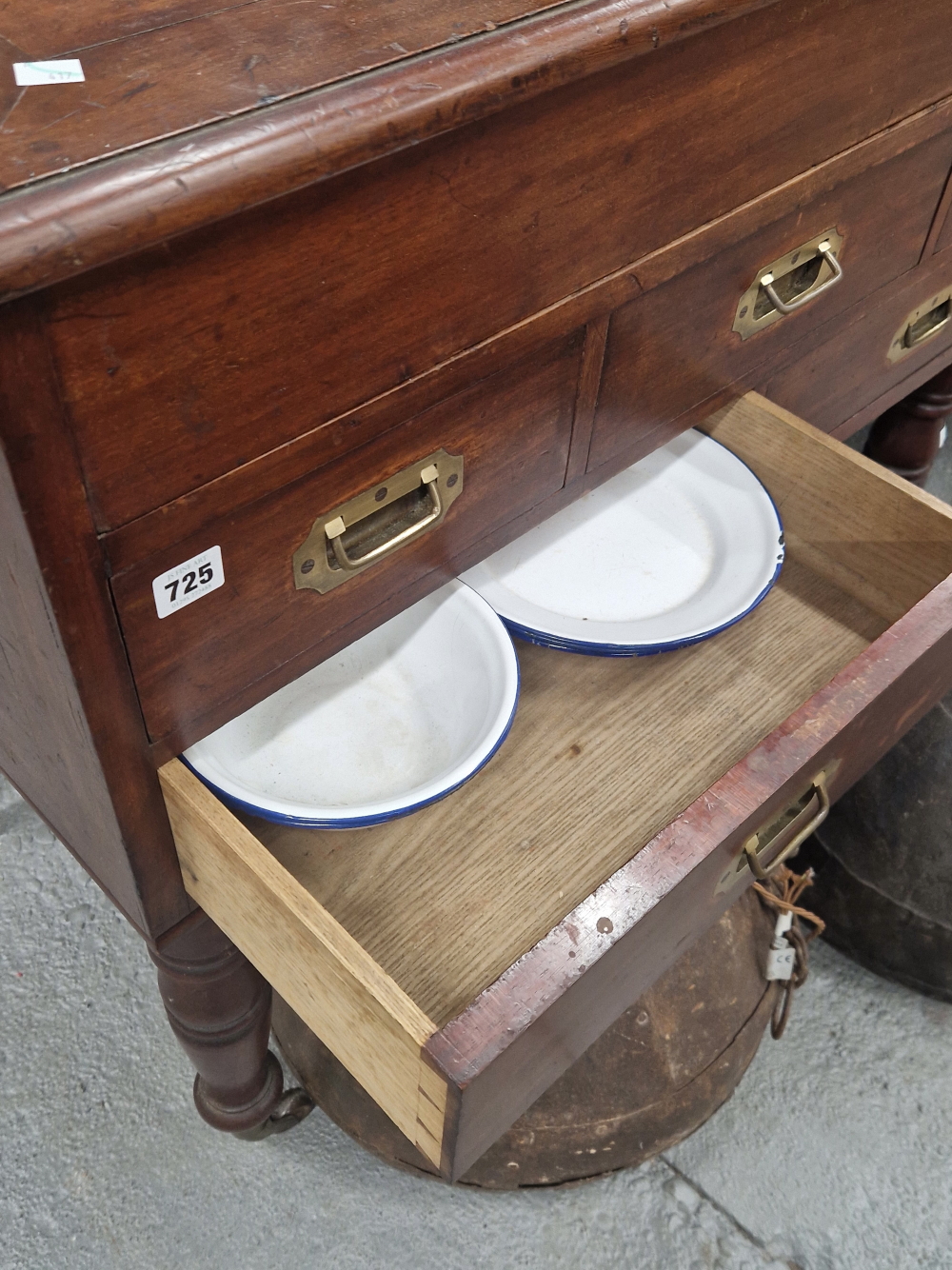 A VICTORIAN MAHOGANY CAMPAIGN TWO DRAWER WASHSTAND, THE LID STAMPED FOR HILL AND MILLARD, - Image 3 of 4
