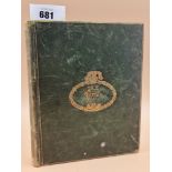 A LATE VICTORIAN GREEN LEATHER BOUND ALBUM OF ROYAL, MILITARY, NAVAL COLLEGE, AND PERSONAL CRESTS,