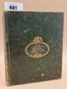 A LATE VICTORIAN GREEN LEATHER BOUND ALBUM OF ROYAL, MILITARY, NAVAL COLLEGE, AND PERSONAL CRESTS,