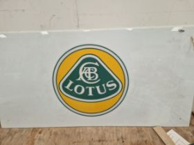 A LOTUS CARS PERSPEX ADVERTISING SIGN.