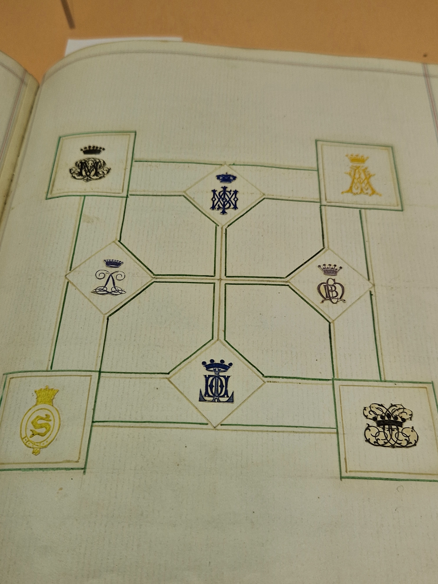 A LATE VICTORIAN GREEN LEATHER BOUND ALBUM OF ROYAL, MILITARY, NAVAL COLLEGE, AND PERSONAL CRESTS, - Image 11 of 14