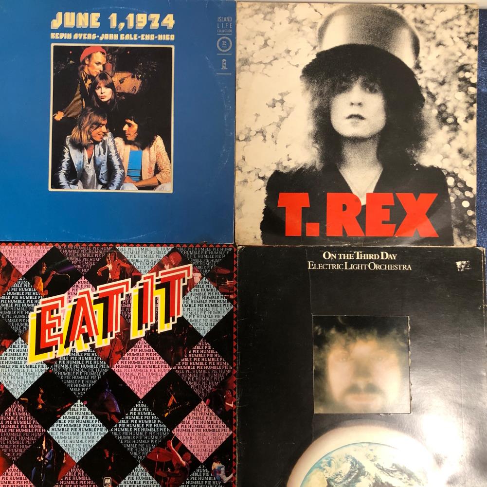BRITISH ROCK - 25 LP RECORDS INCLUDING: T. REX - THE SLIDER & OTHERS, ELO - 1st LP & OTHERS,