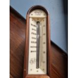 A MAHOGANY SHIPS STICK BAROMETER BY S E WILLS OF LIVERPOOL, THE DIAL ABOVE AND BLUE ALCOHOL
