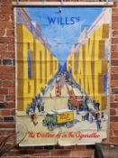 WILLS GOLD FLAKE- A HAND PAINTED FULL SCALE POSTER ADVERTISING WILLS GOLD FLAKE TOBACCO -