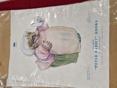 FOUR WARNE & CO. BEATRIX POTTER BOOK POSTERS FEATURING HER FAMOUS CHARACTERS: MRS TIGGYWINKLE, TWO