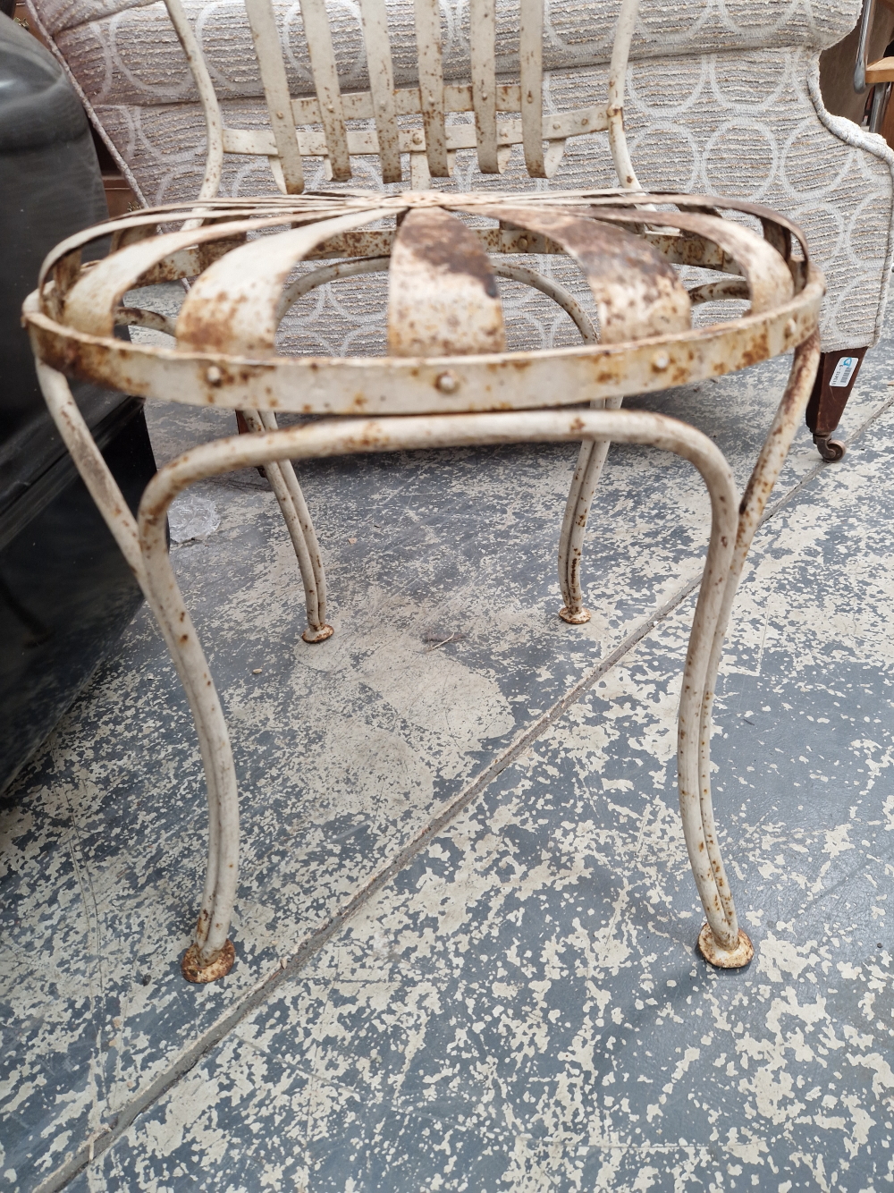 A PAIR OF ANTIQUE FRENCH IRON SPRUNG SEAT CAFE TYPE CHAIRS DESIGNED BY FRANCOIS CARRE LABELLED - Image 11 of 14