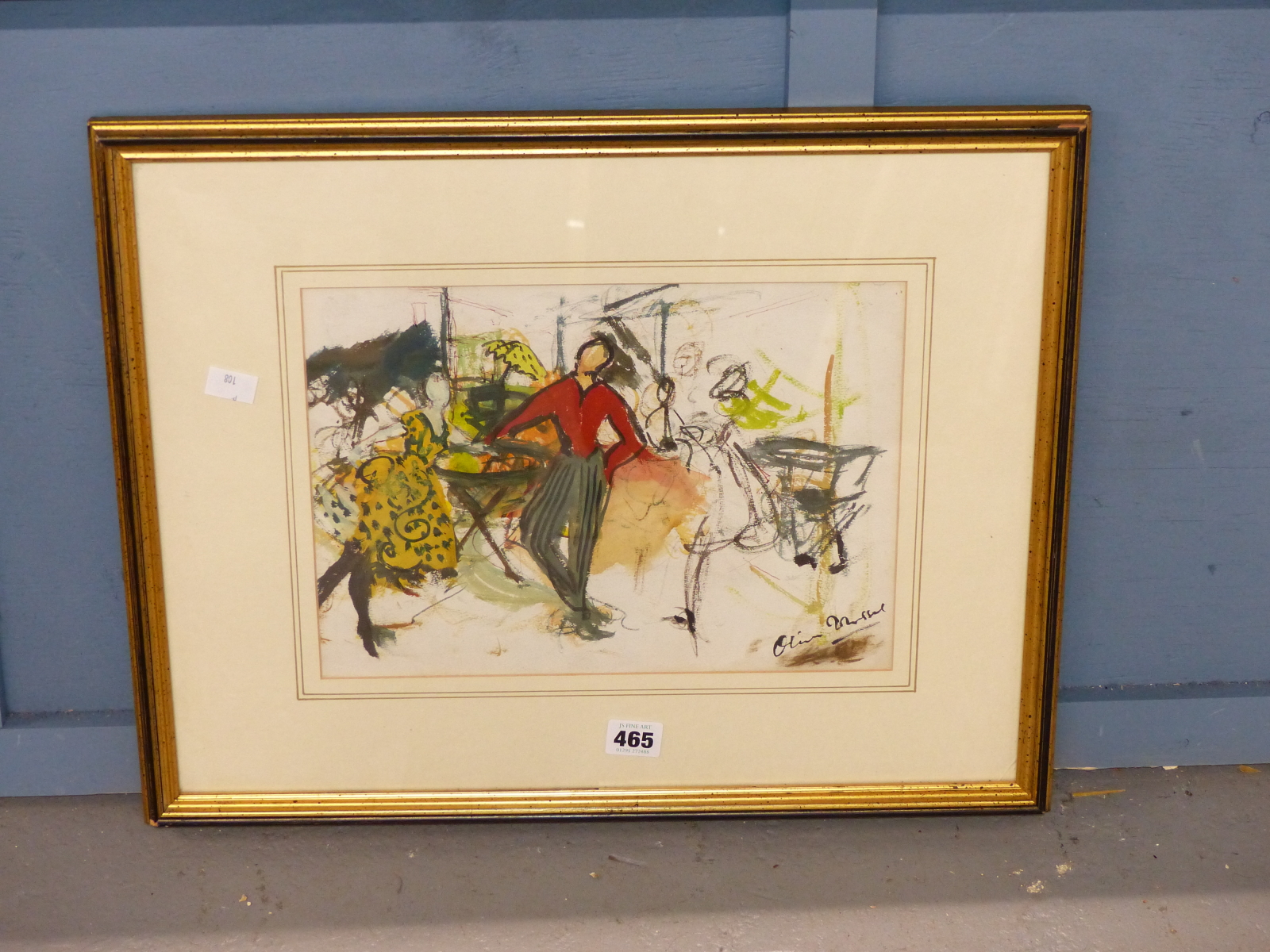 OLIVER MESSEL (1904-1978) ARR, FASHIONABLE FIGURES IN A CAFE, INDISTINCTLY SIGNED, GOUACHE, 31.5 x - Image 6 of 7