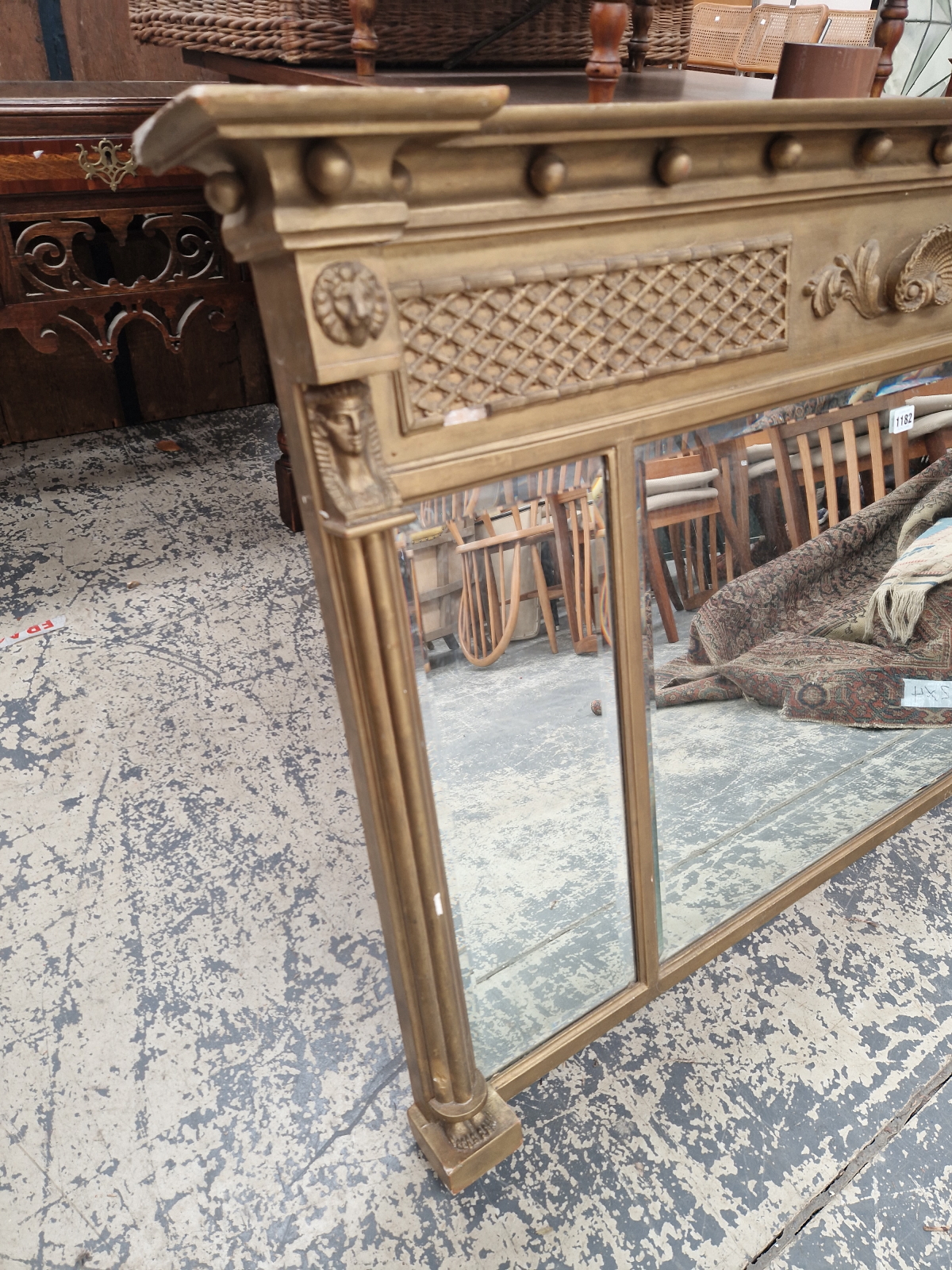 A VICTORIAN TRIPLE PLATE OVERMANTLE MIRROR. - Image 2 of 4