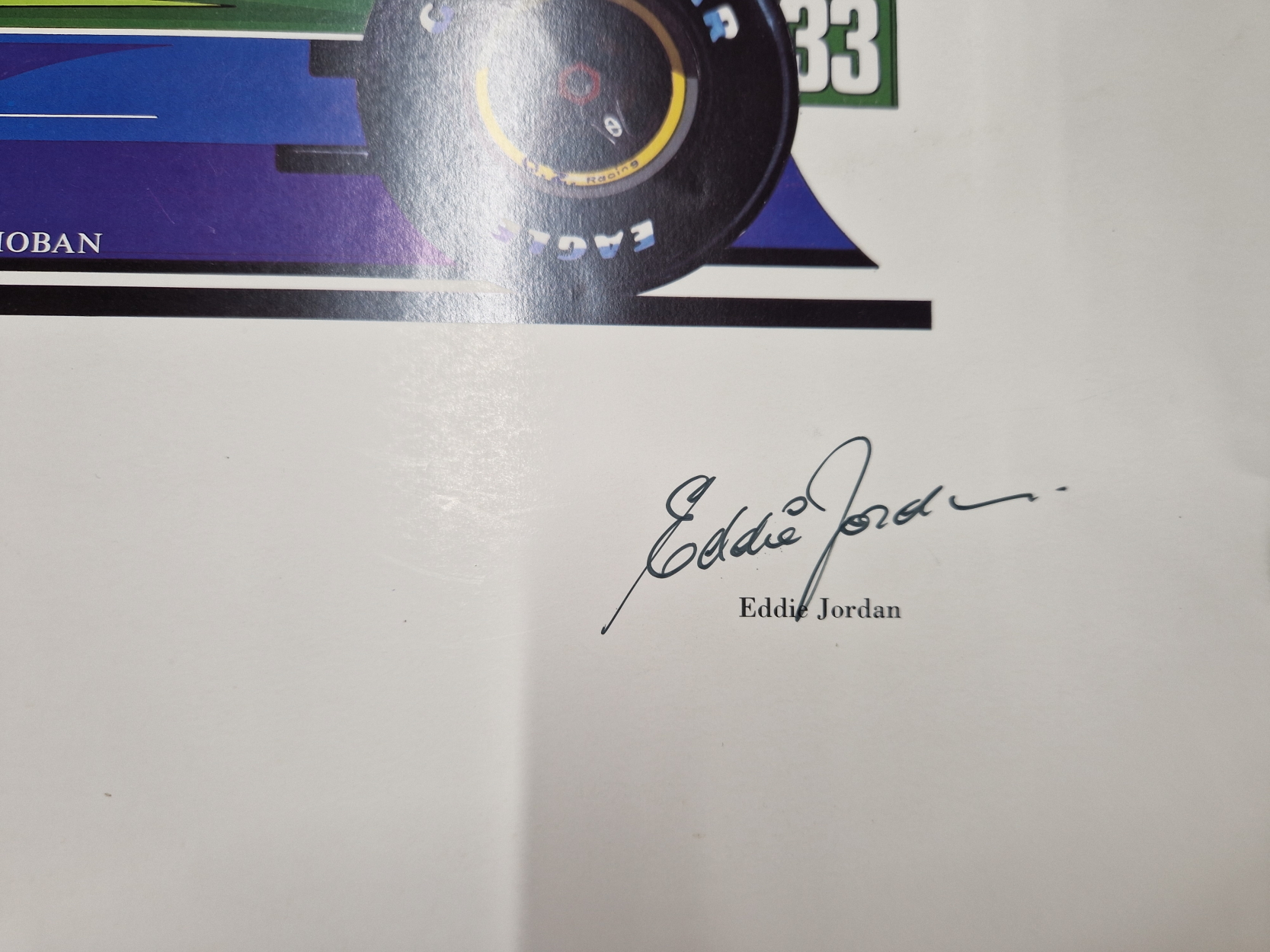 JORDAN FORMULA 1 RACING 1991 PRINT SIGNED BY EDDIE JORDAN AND THE ARTIST IAN HUTCHINSON . LTD - Image 2 of 7