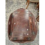 A 19TH CENTURY MAHOGANY BUTLERS TRAY WITH FOLDING SIDES. TOGETHER WITH AN ASSOCIATED STAND.
