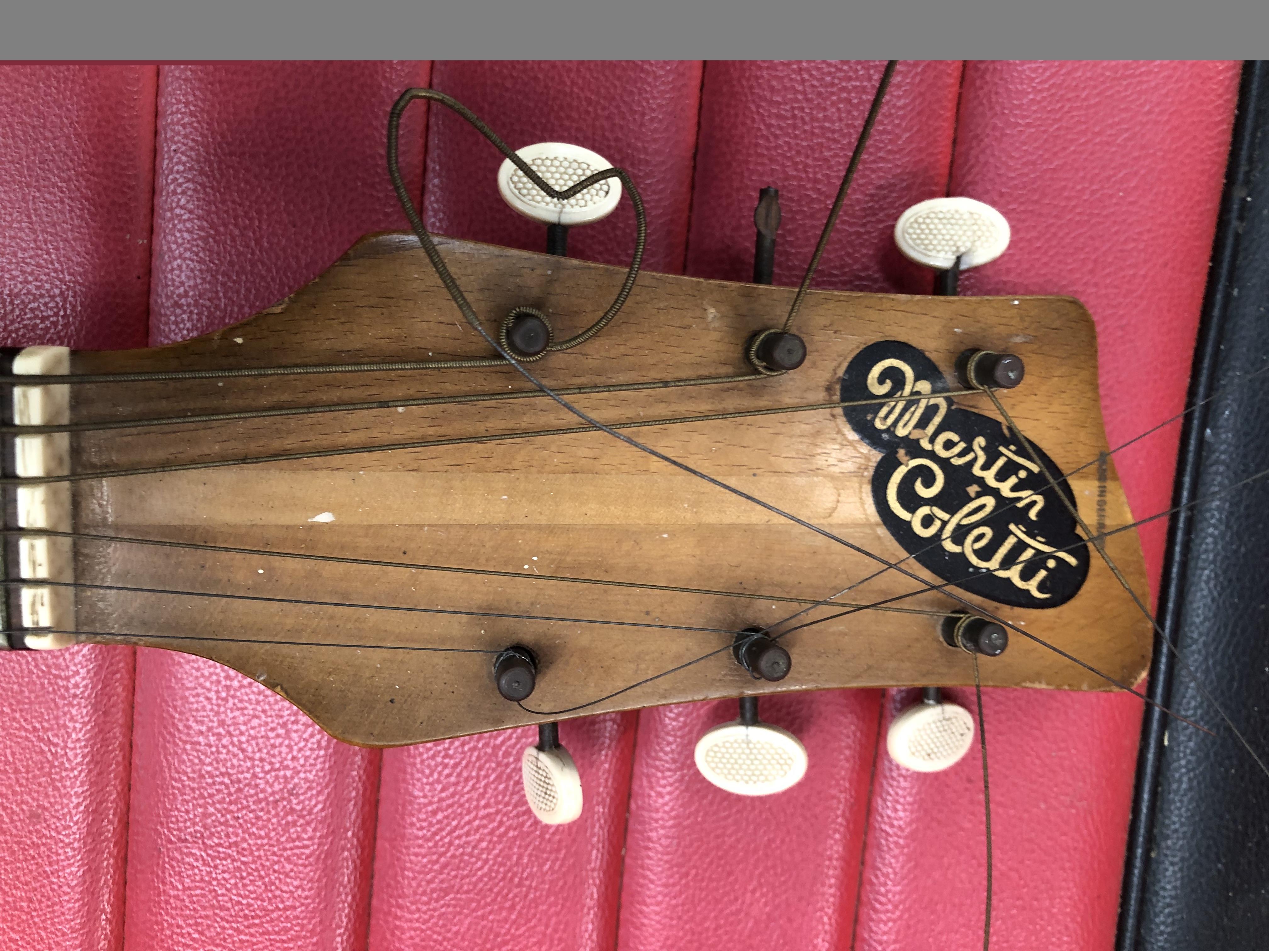 A RARE MARTIN COLETTI ELECTRIC GUITAR, PROBABLE 1950s MODEL, MOTHER OF PEARL SCRATCH PLATE, MADE - Image 11 of 14