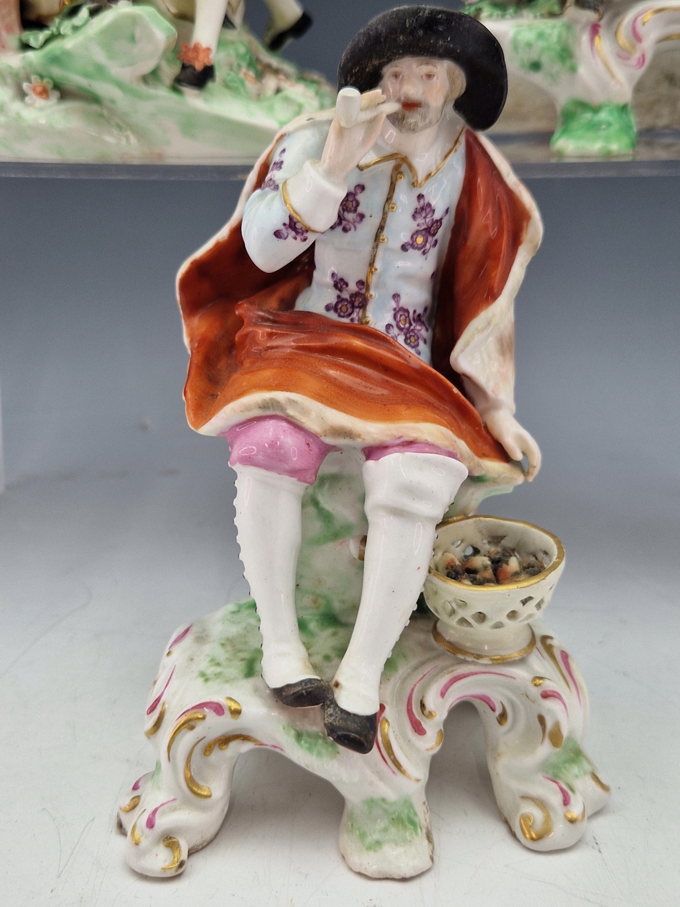A PAIR OF PATCH MARK DERBY FIGURES SEATED ON FOOTED BASES, SHE REPRESENTING SUMMER AND HE WINTER. - Image 3 of 15