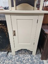 THREE VARIOUS WHITE PAINTED PINE BEDSIDE CUPBOARDS