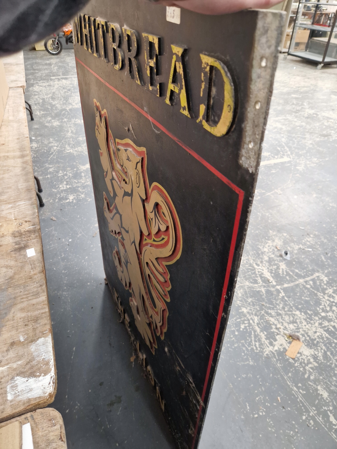 A VINTAGE PUB SIGN "THE LION" WHITBRED BREWERY. - Image 3 of 3