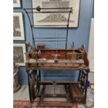 A RARE MID 19TH CENTURY BRASS AND IRON ORNAMENTAL TURNING LATHE SIGNED C. RICH, 44 DENMARK STREET