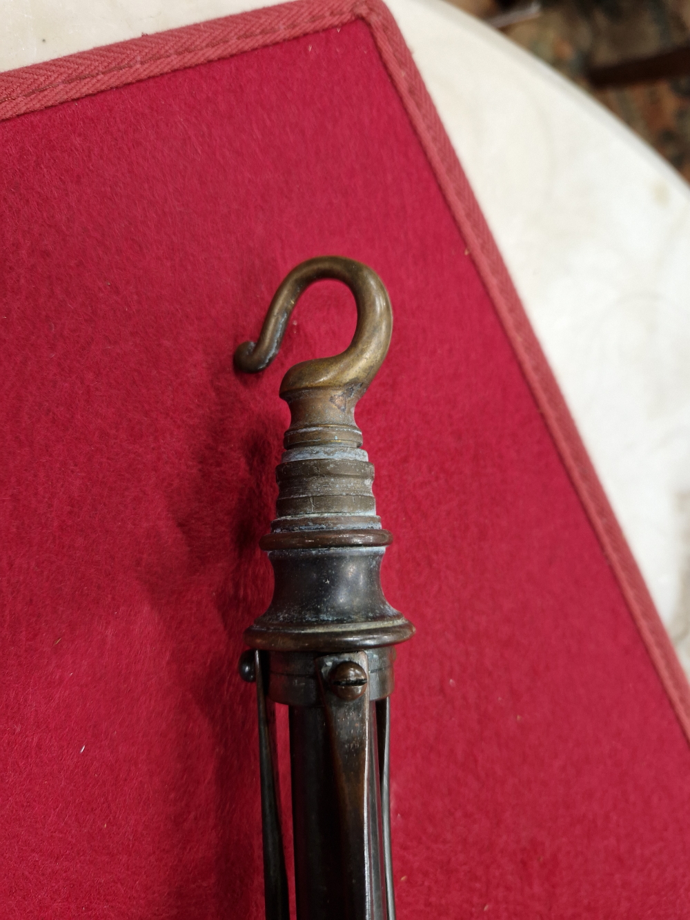 AN ARTS AND CRAFTS COPPER CEILING LIGHT, THE SOCKET BELOW A ROSETTE OF LEAVES, A COLUMN AND THREE - Image 15 of 15