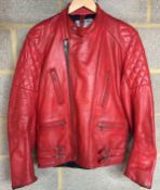 VINTAGE MIKE WILLIS MW LEATHERS. MOTORCYCLE JACKET RED LEATHER.
