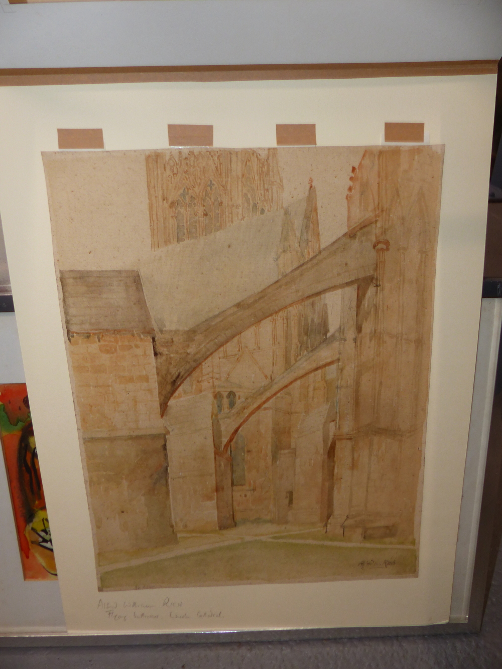 ALFRED WILLIAM RICH N.E.A.C. (1856-1921), FLYING BUTTRESSES AT LINCOLN CATHEDRAL, SIGNED, - Image 4 of 5