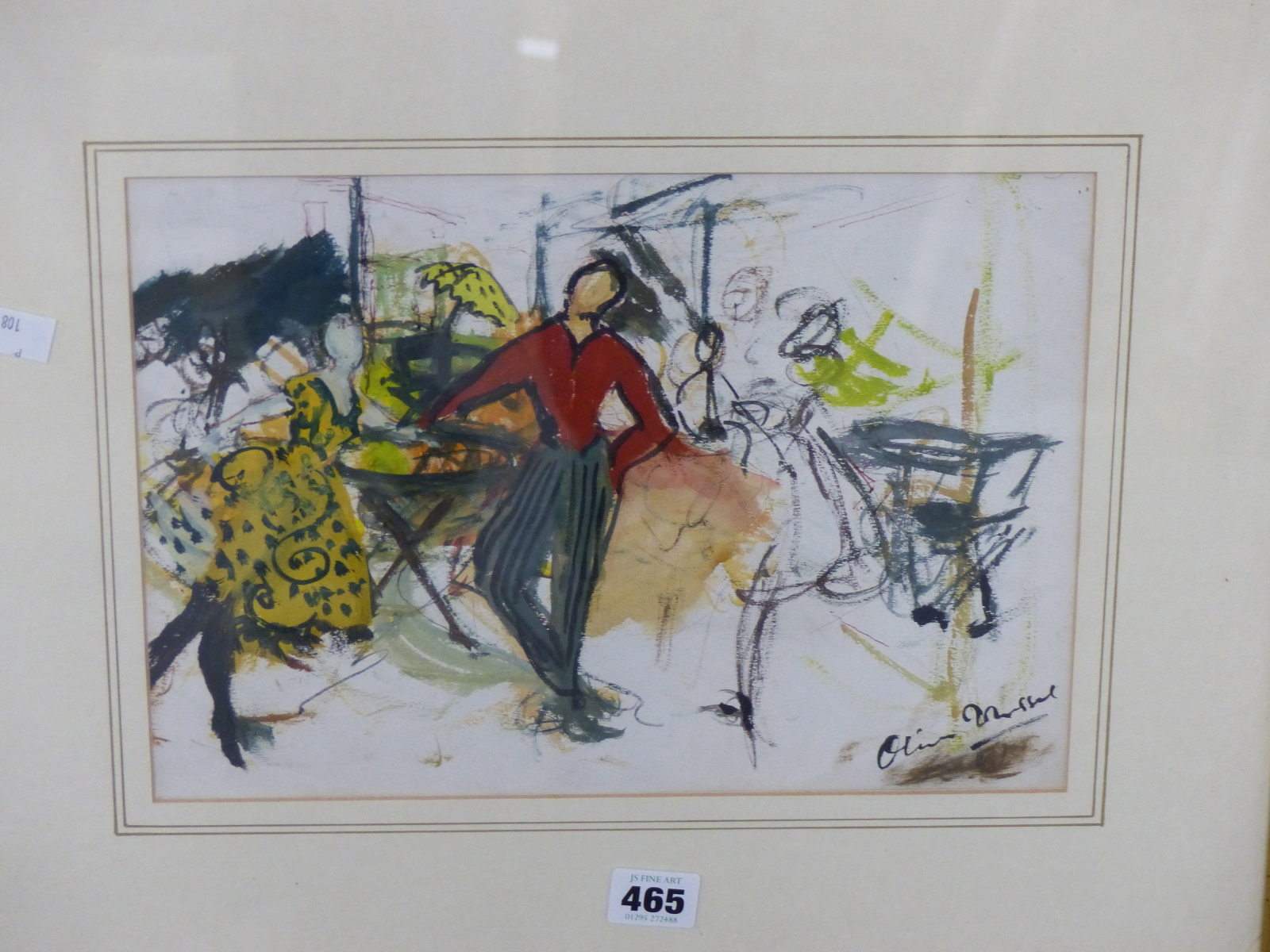OLIVER MESSEL (1904-1978) ARR, FASHIONABLE FIGURES IN A CAFE, INDISTINCTLY SIGNED, GOUACHE, 31.5 x - Image 2 of 7