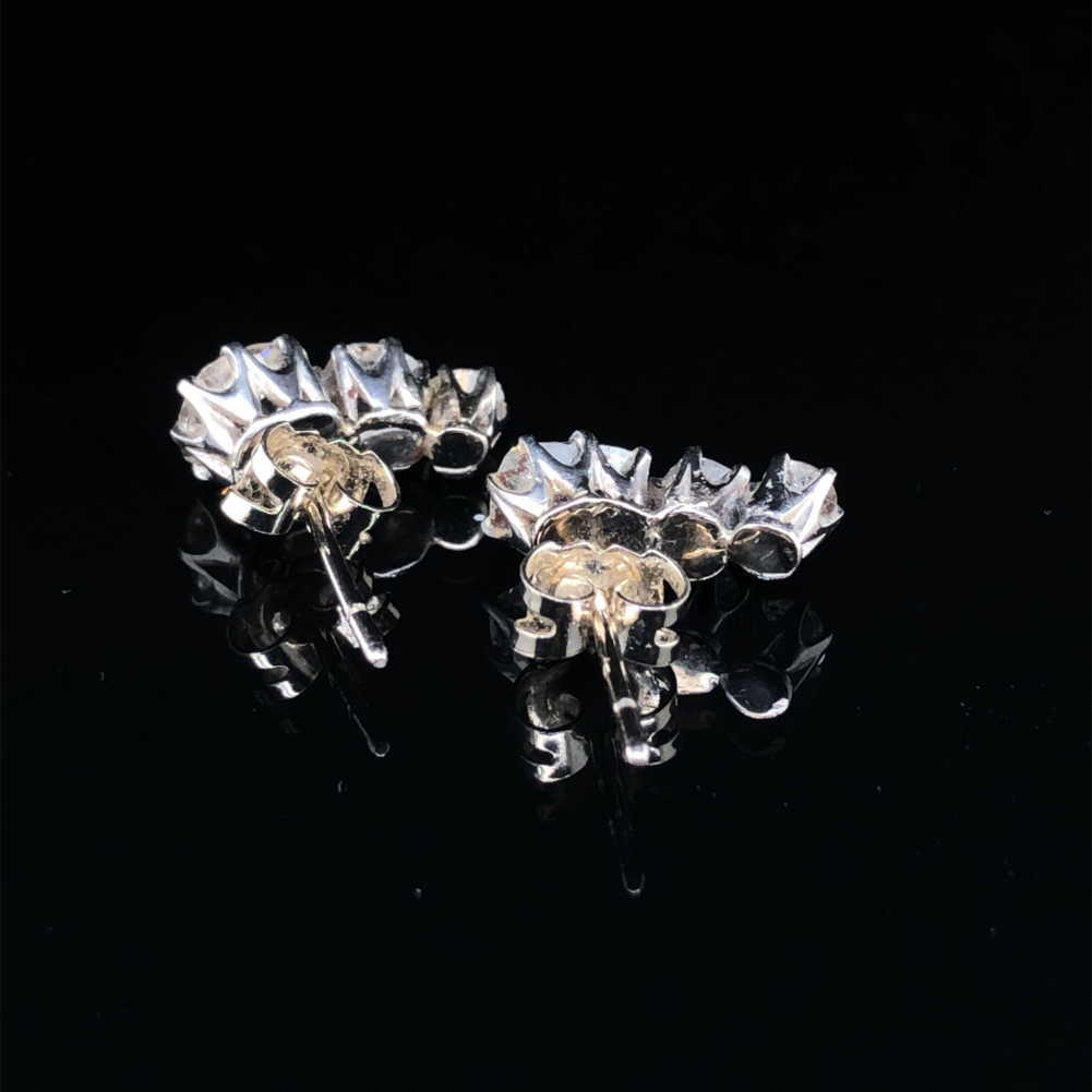OLD CUT DIAMOND EARRINGS. EACH STUD SET WITH THREE VARIOUS CUT OLD CUT DIAMONDS. STUD ONE DETAILS, - Image 6 of 7